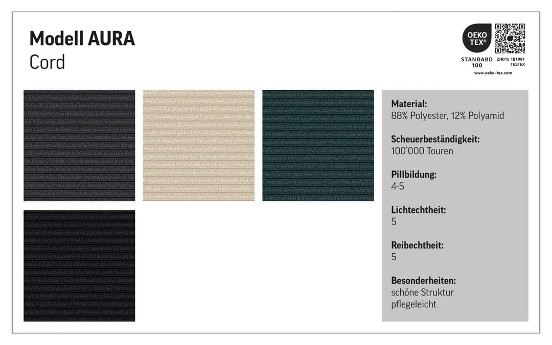 COTTA Ecksofa Aura L-Form | Grau