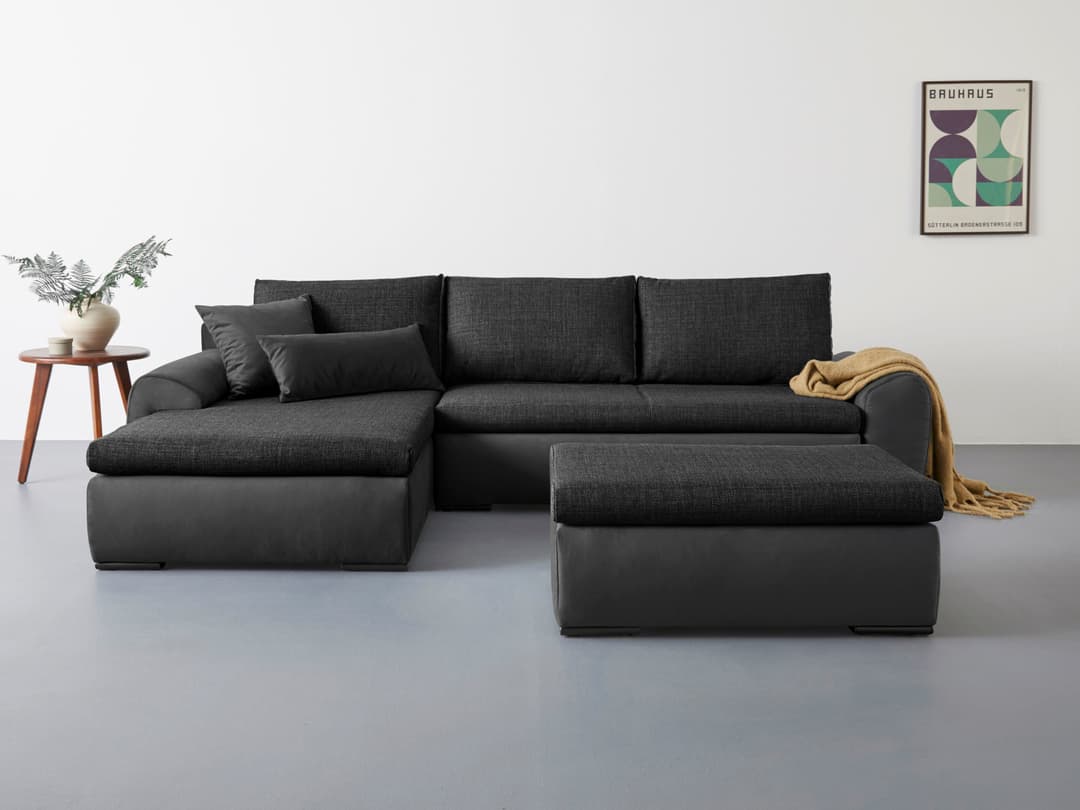 Home affaire Ecksofa Win L-Form | Schwarz
