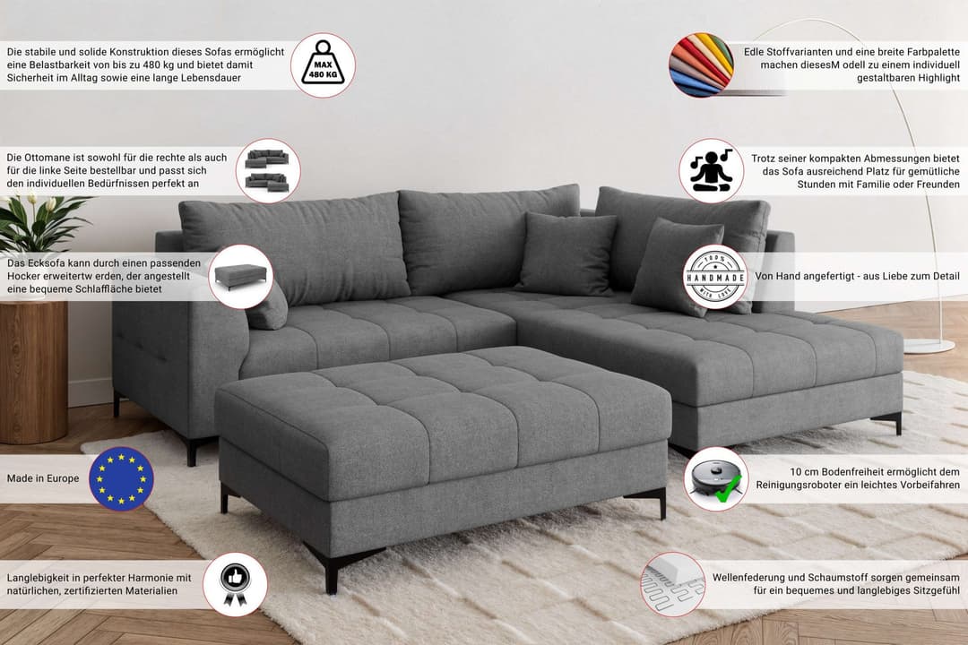 OTTO home Polsterhocker LEEVKE | Grau