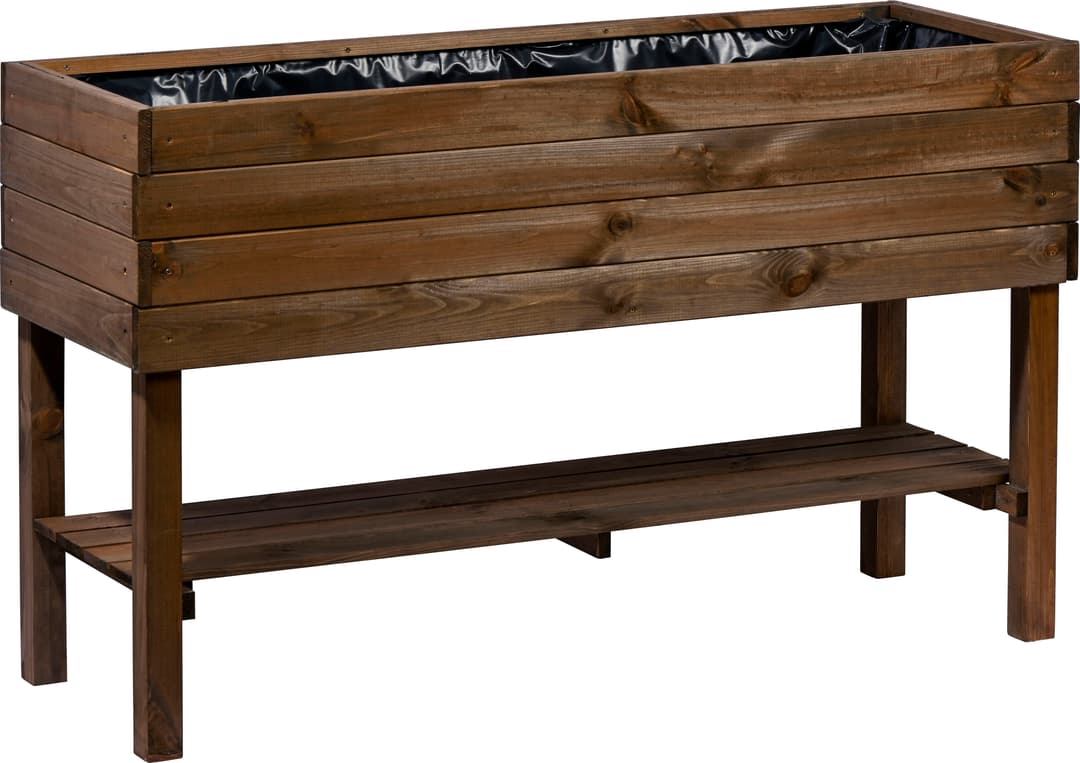 Dobar Hochbeet mit Ablage | Braun