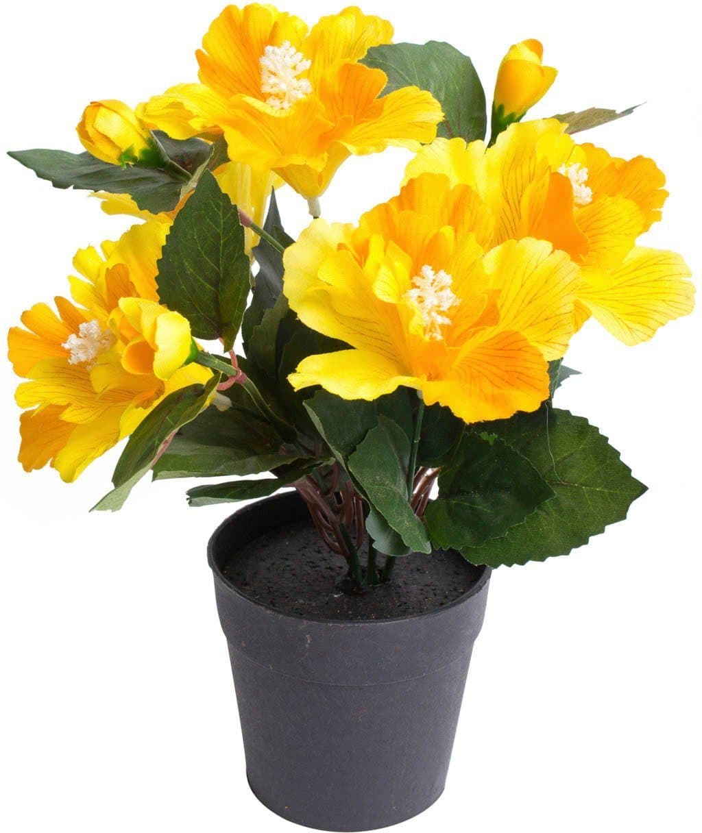 Kunstblume Hibiskus im Topf | Gelb