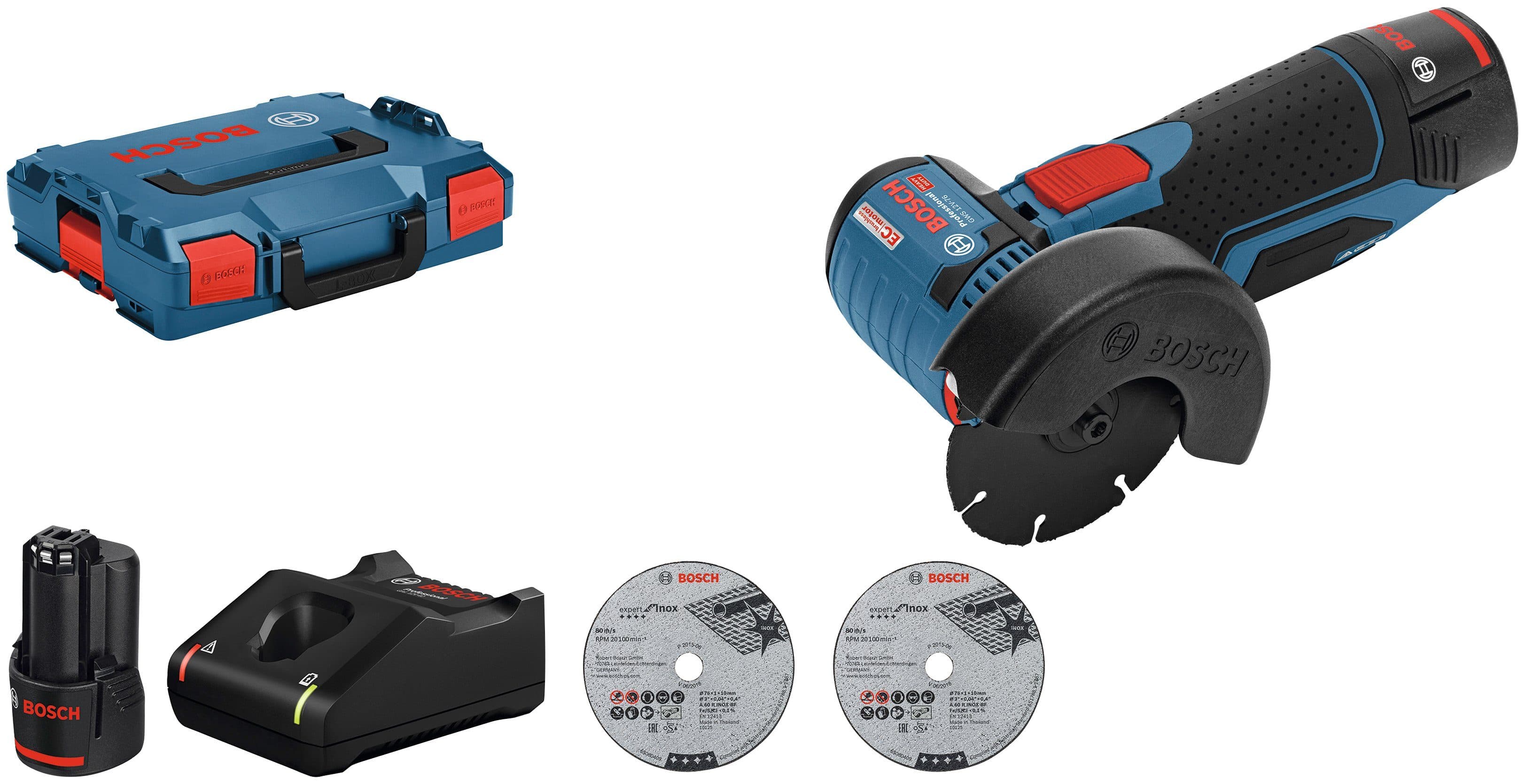 Bosch Professional Akku-Winkelschleifer GWS 12V-76 | Mehrfarbig