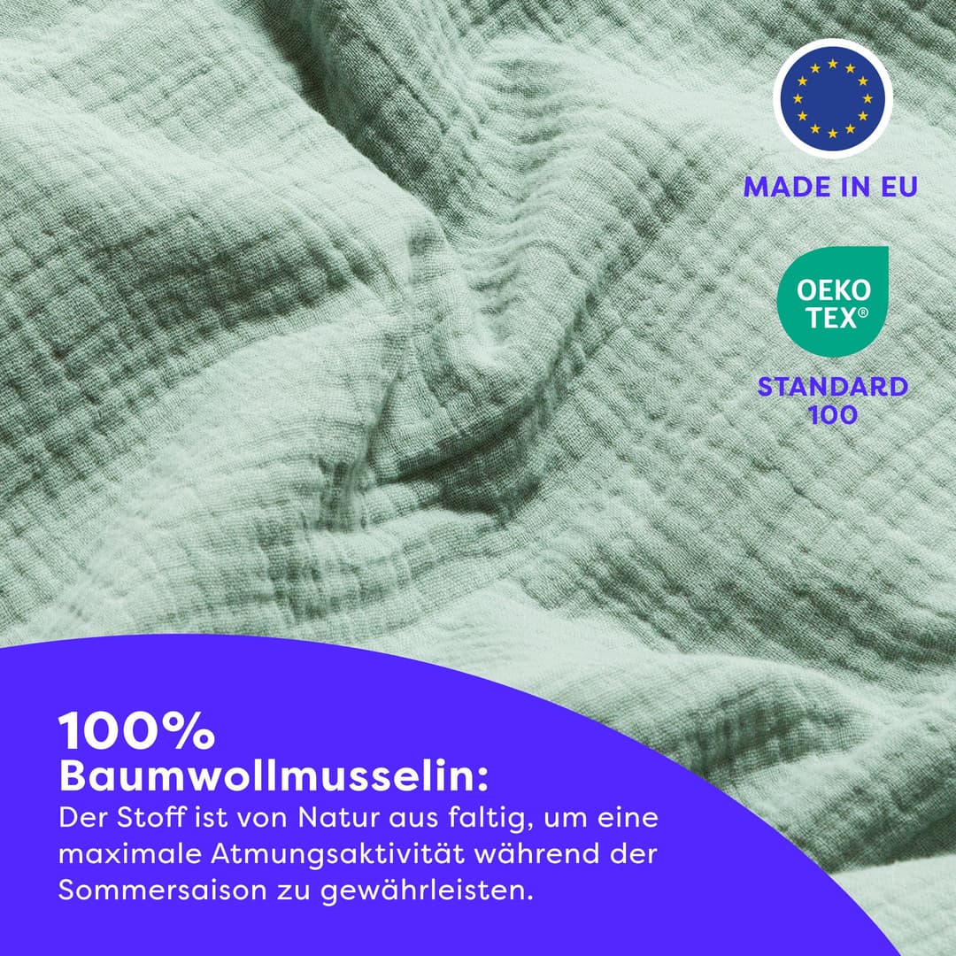 Wolkenfeld Premium Musselin Bettwäsche | Grün