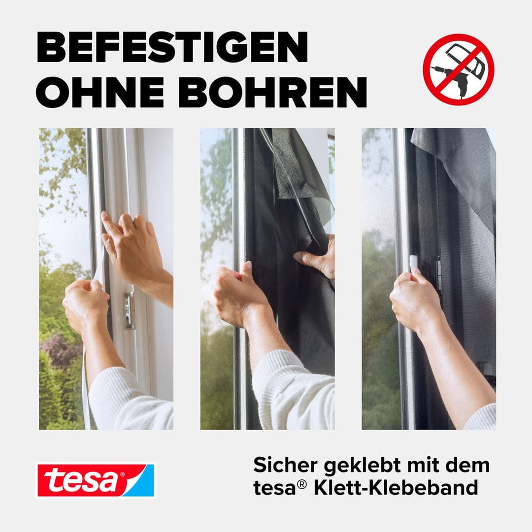 tesa Insektenschutz-Fensterrahmen Pollenschutzgitter | Schwarz
