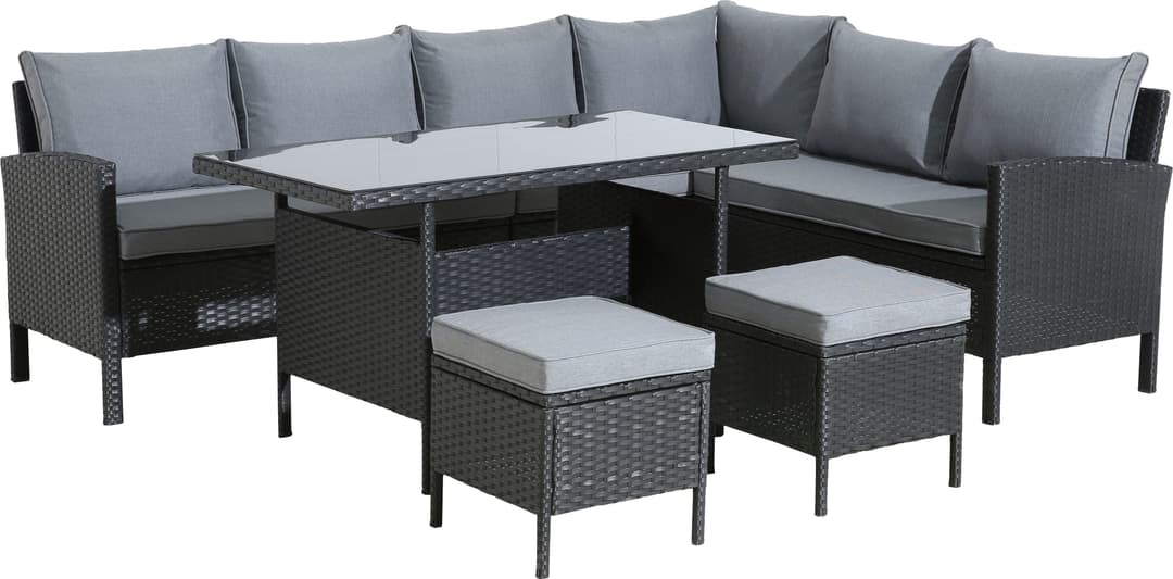 KONIFERA Gartenlounge-Set Manhatten | Schwarz