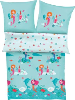 s.Oliver Junior Kinderbettwäsche Satinbettwäsche Meerjungfrau | Türkis