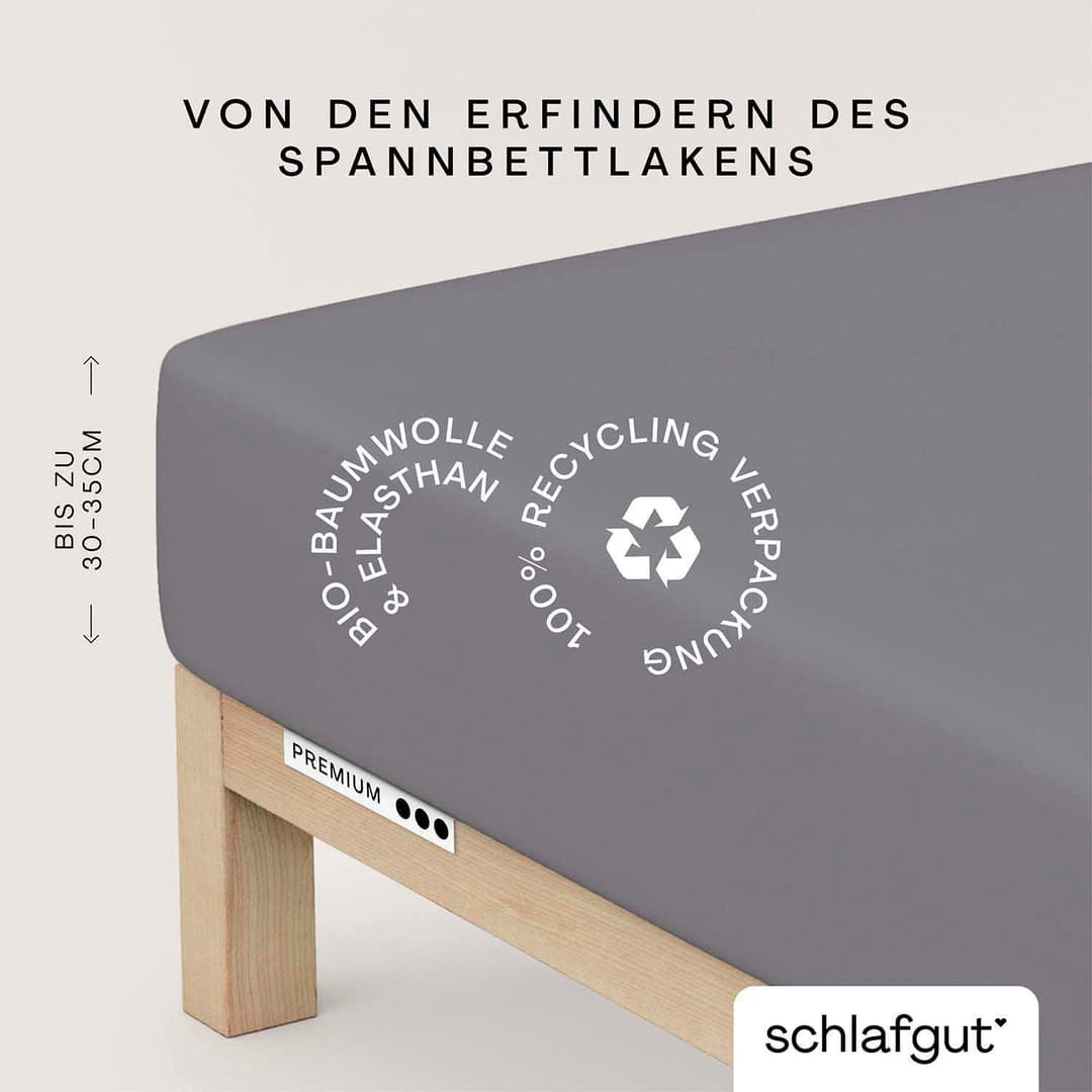 Schlafgut Spannbettlaken PREMIUM Mako-Zwirn-Jersey | Grau