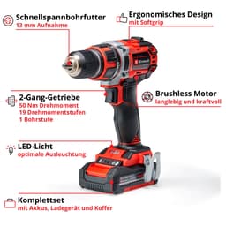 Einhell Akku-Bohrschrauber TE-CD 18/50 Li BL | Mehrfarbig