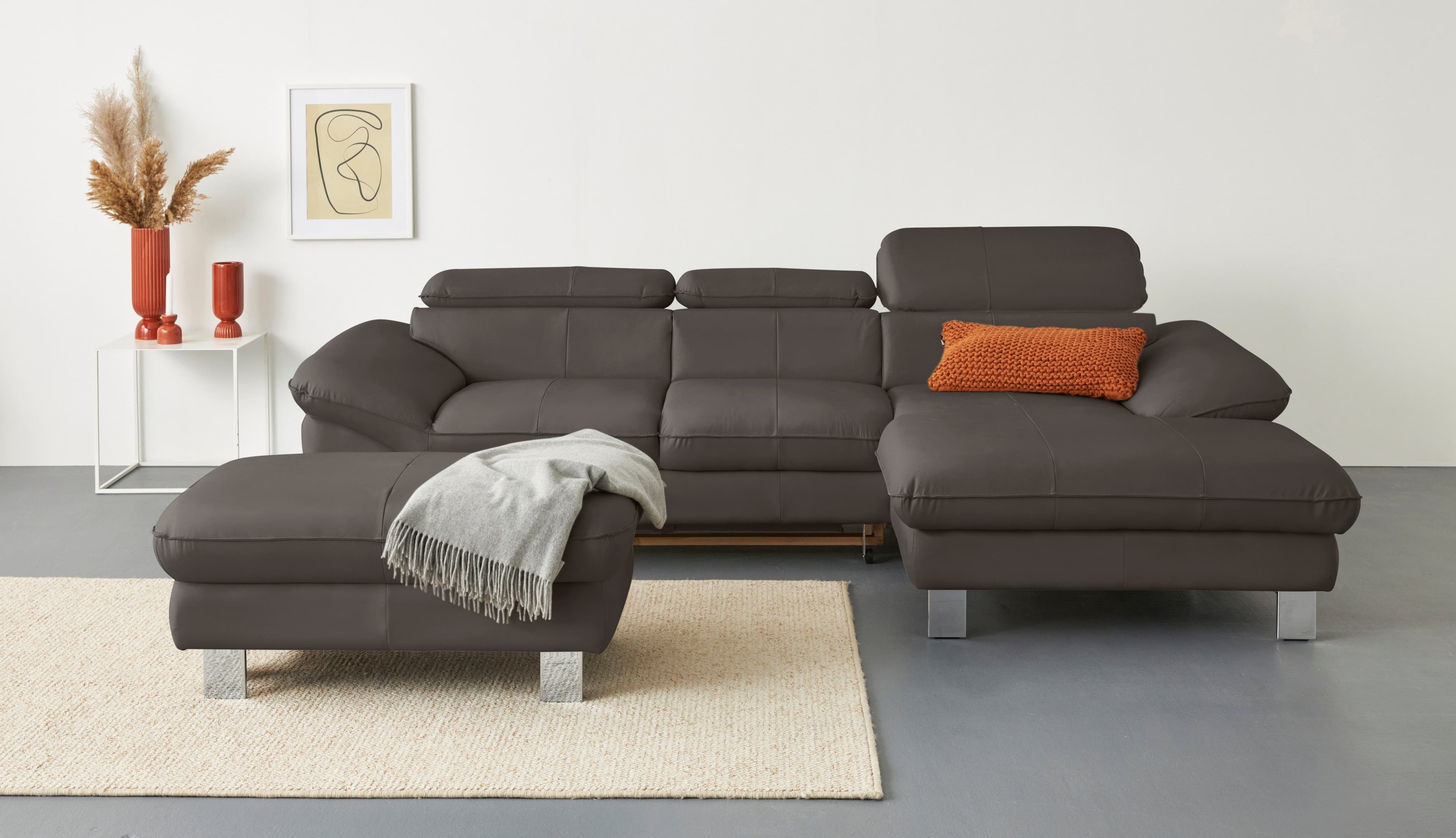 COTTA Ecksofa Driver L-Form | Braun
