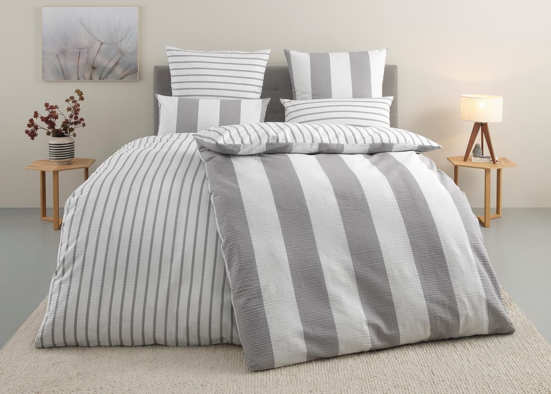 OTTO home Bettwäsche Sari Seersucker 2-teilig | Grau