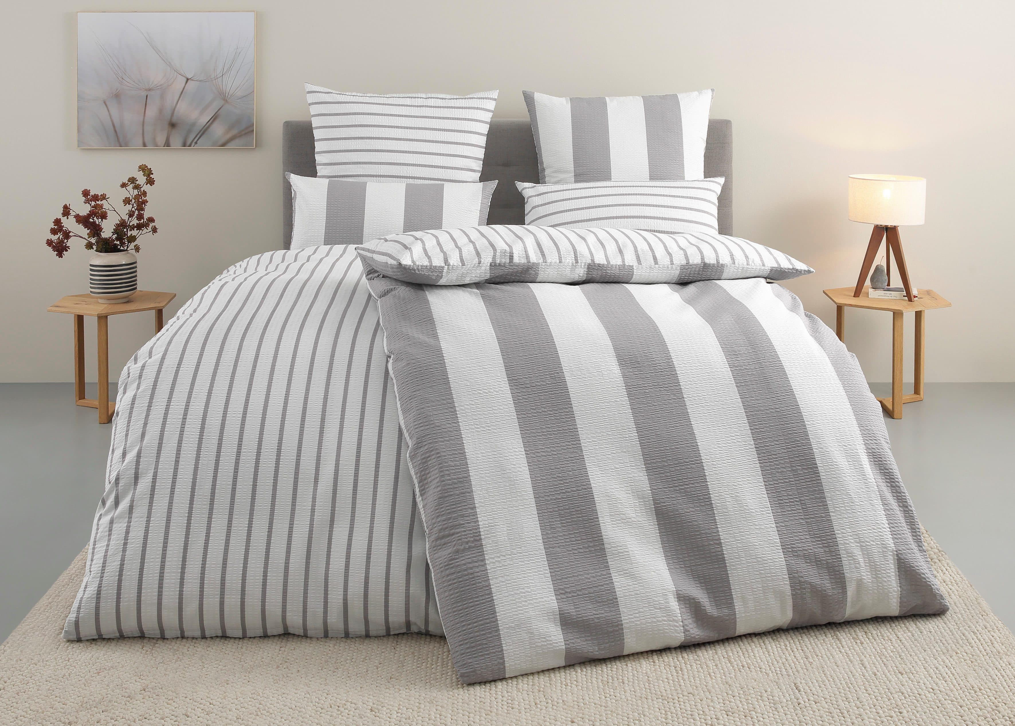 OTTO home Bettwäsche Sari Seersucker 2-teilig | Grau