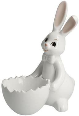 Goebel Osterhase Figur Hase mit Schale Snow White - Sweet Boy | Weiß