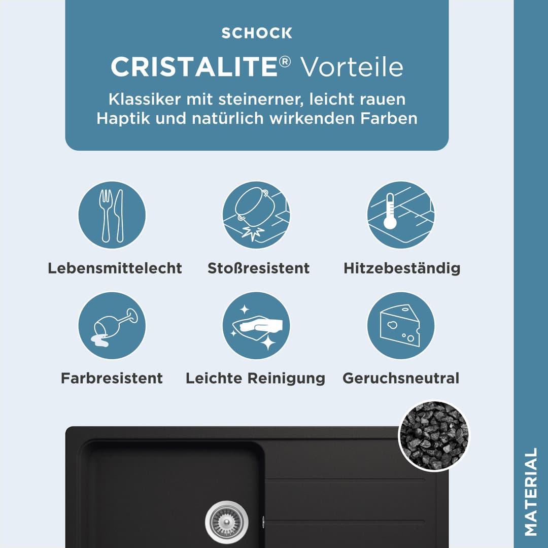Schock Granitspüle COMO D-100L | Schwarz