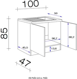 Flex-Well Spülenschrank Bergen | Holztöne