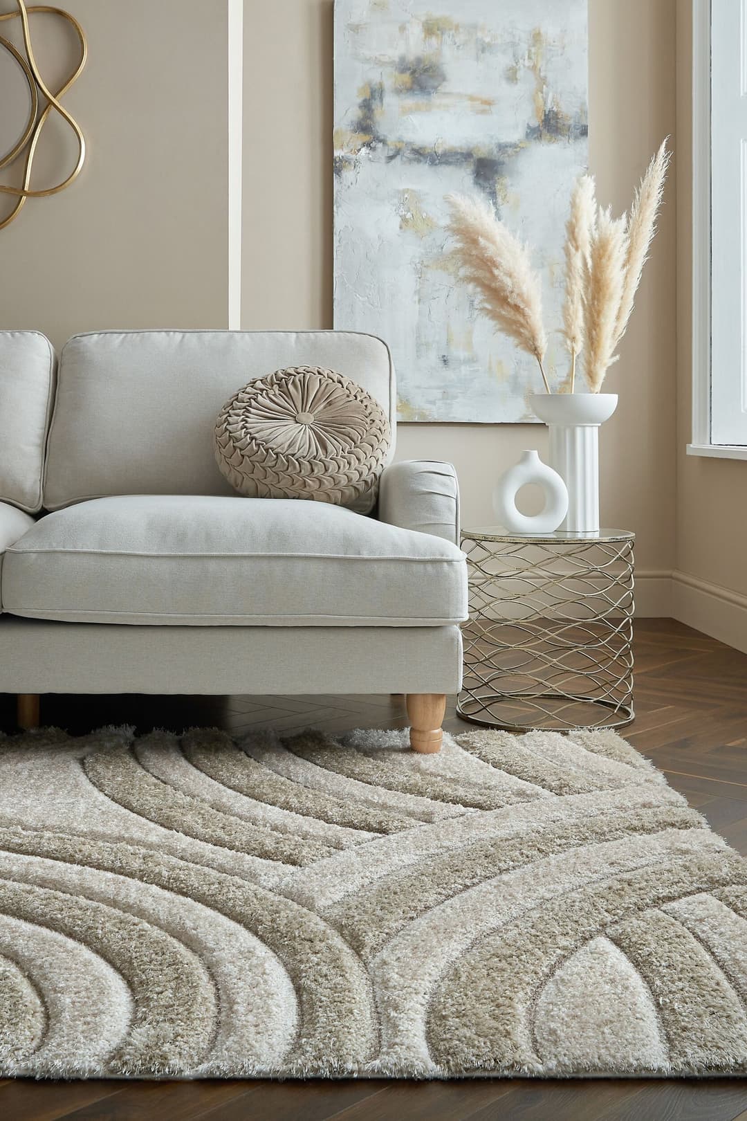 FLAIR RUGS Velvet Shaggy Teppich | Beige