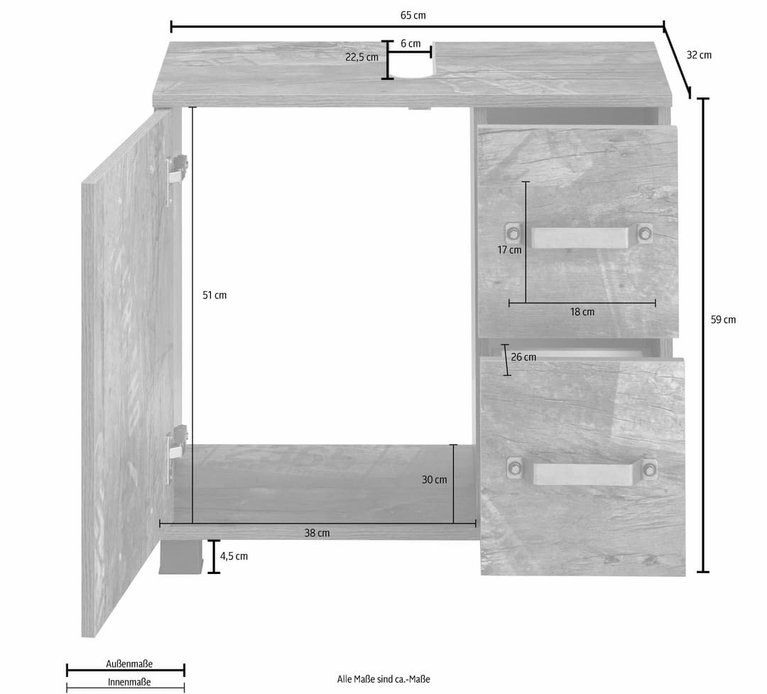Schildmeyer Waschbeckenunterschrank Milan | Holztöne