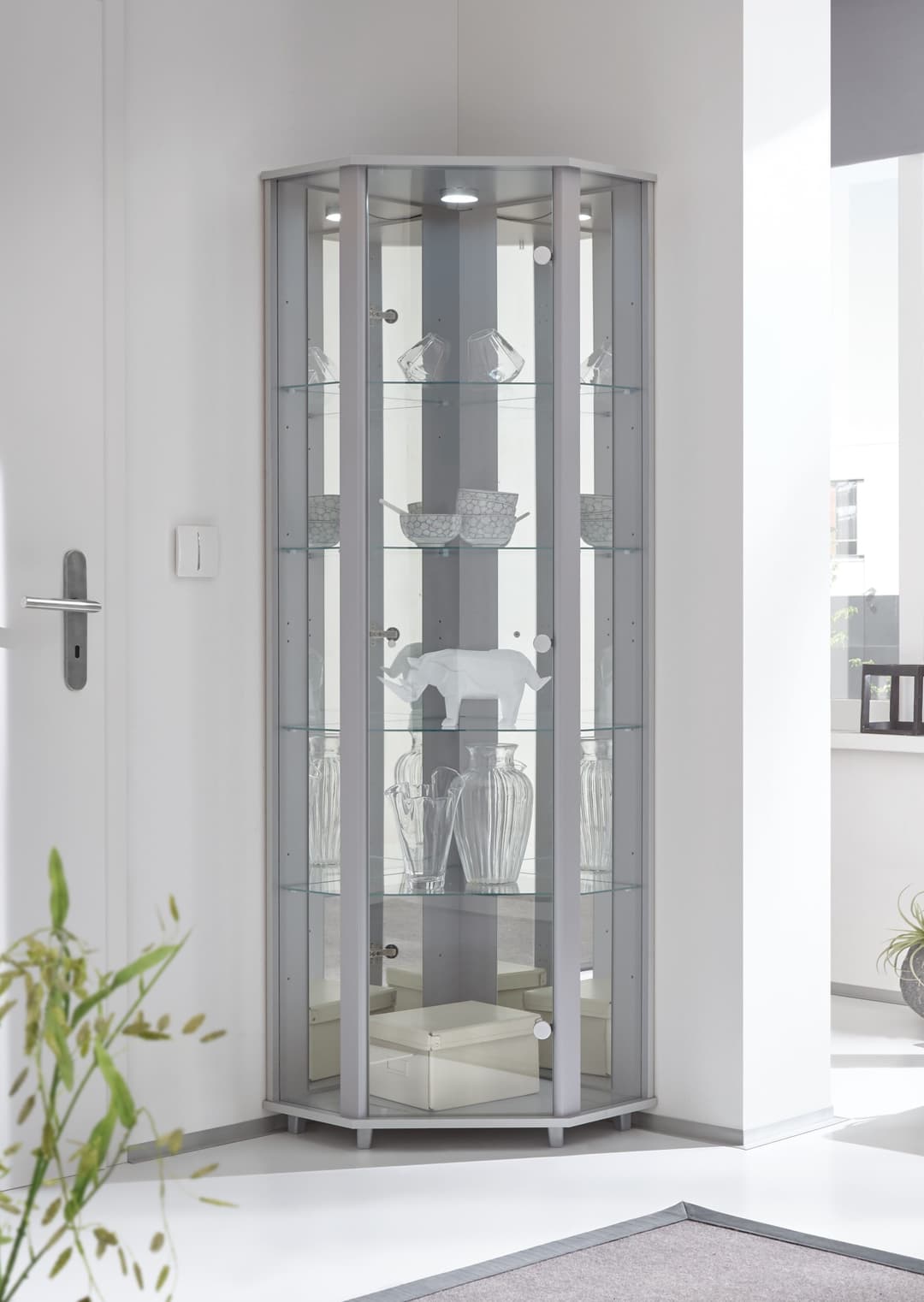 fif möbel Eckvitrine TRIO | Grau
