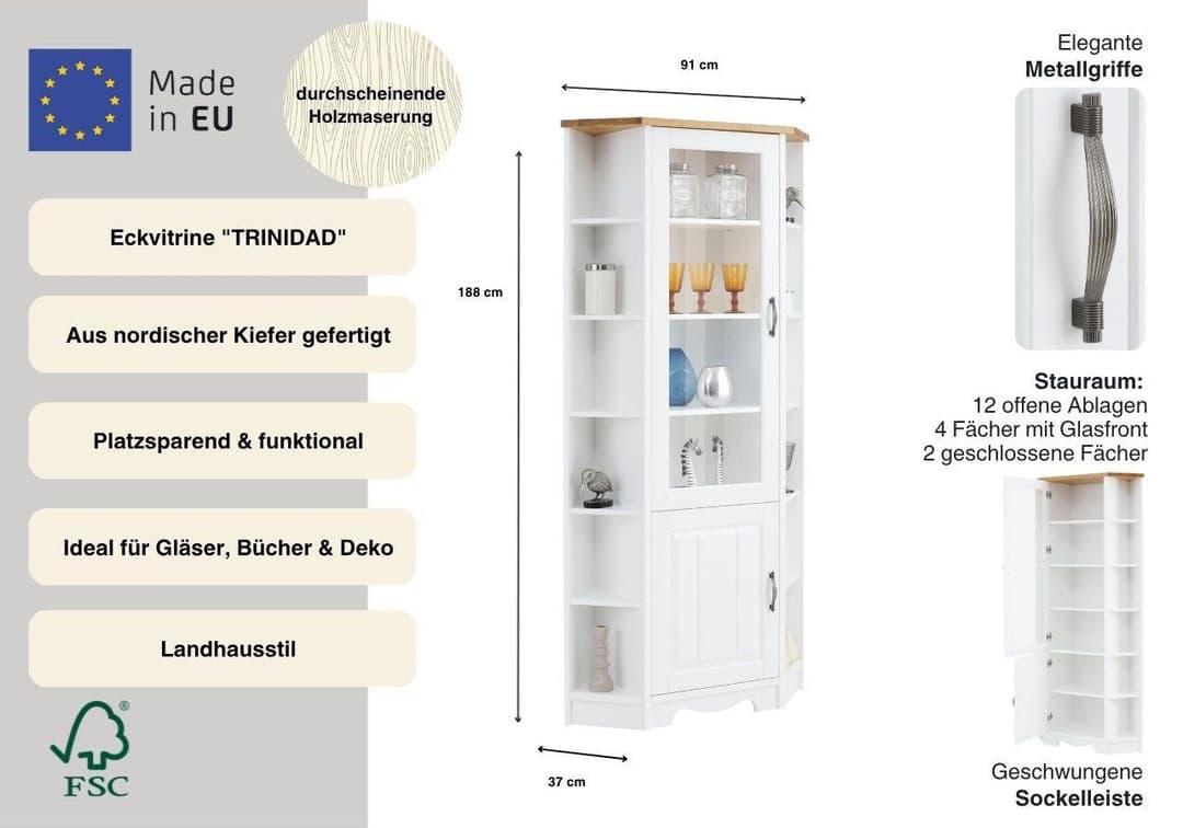 OTTO home Eckvitrine Trinidad | Weiß