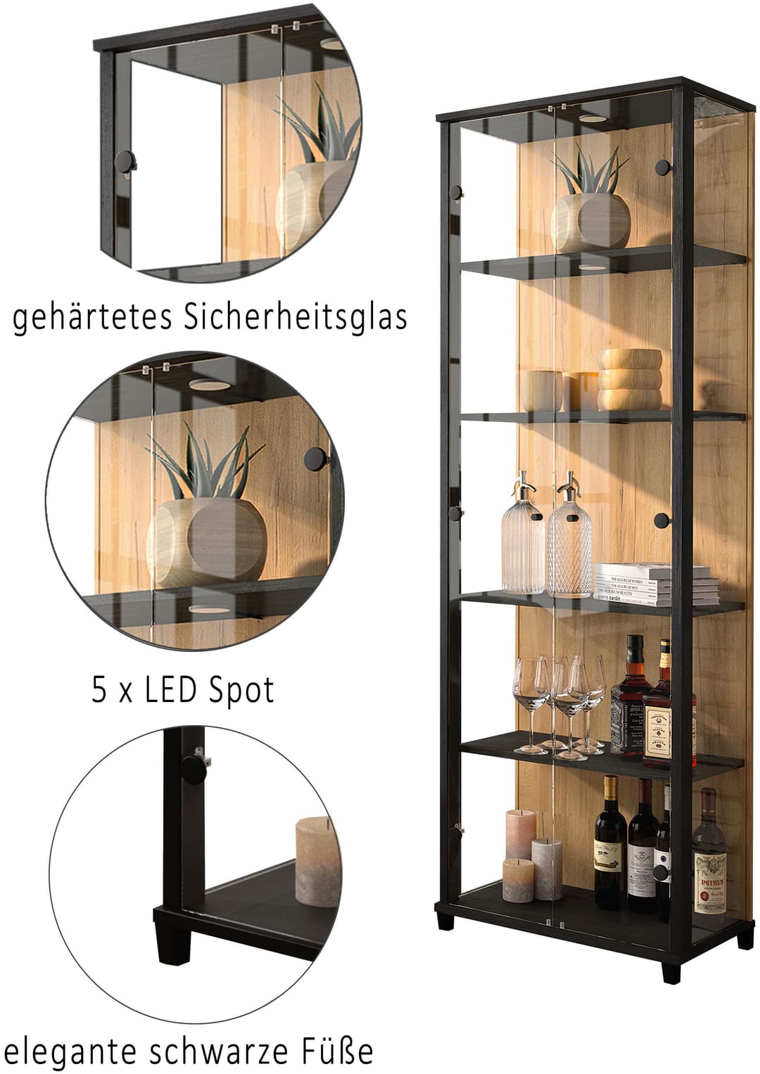 fif möbel Vitrine OPTIMA Standvitrine | Holztöne