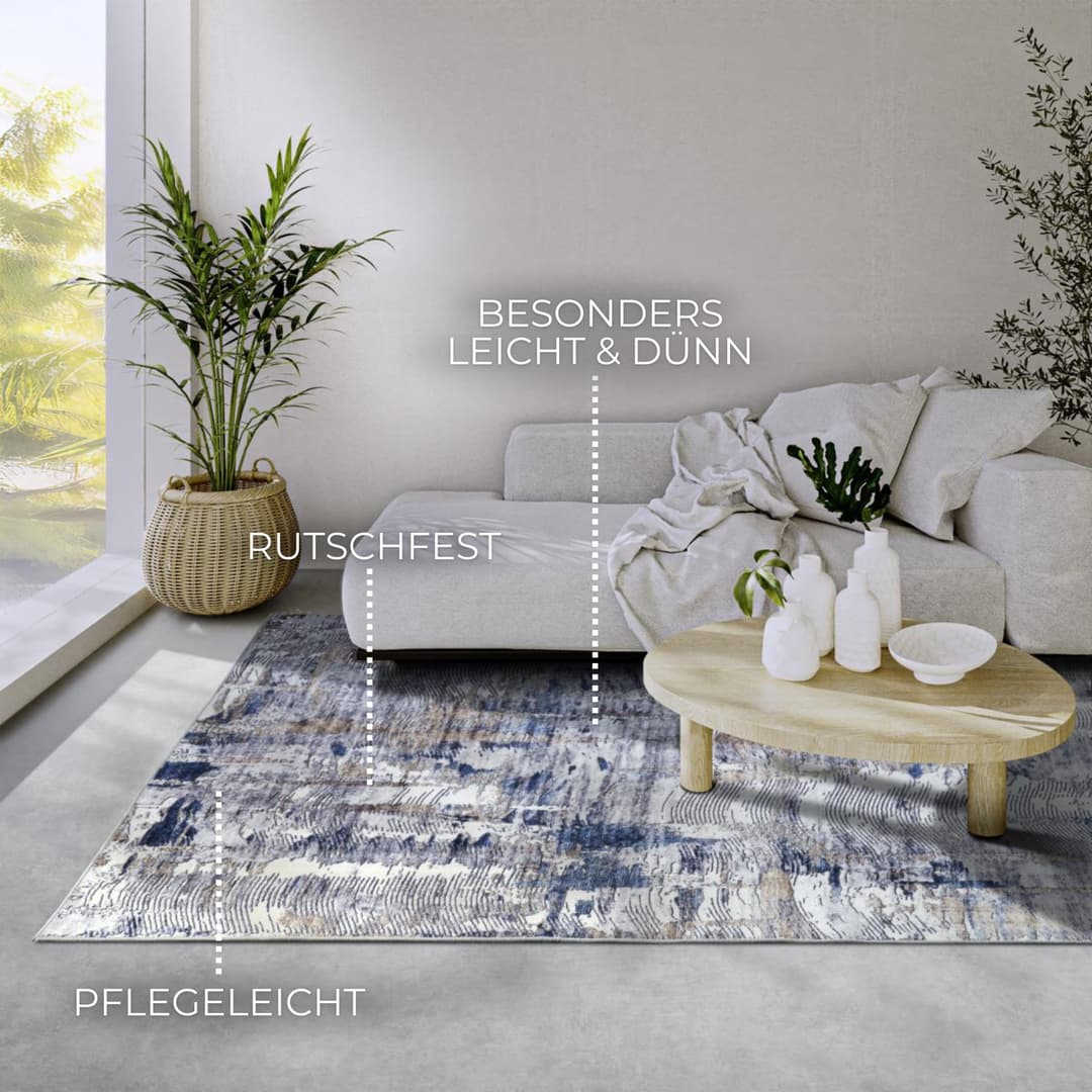 ELLE DECORATION Teppich Malard | Blau