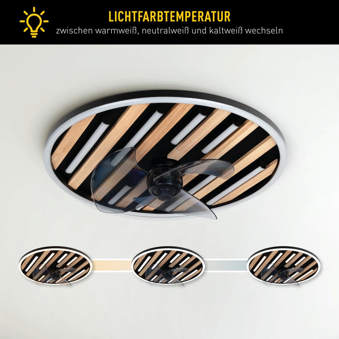 OTTO home LED Deckenleuchte Deckenventilator Vollo | Holztöne