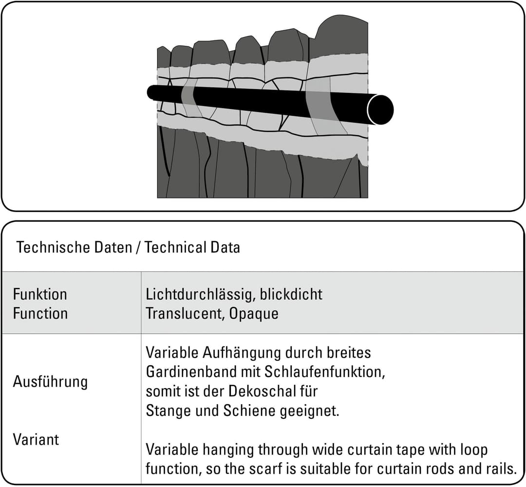 Sehlbach Gardine Schal Leinenoptik | Grau