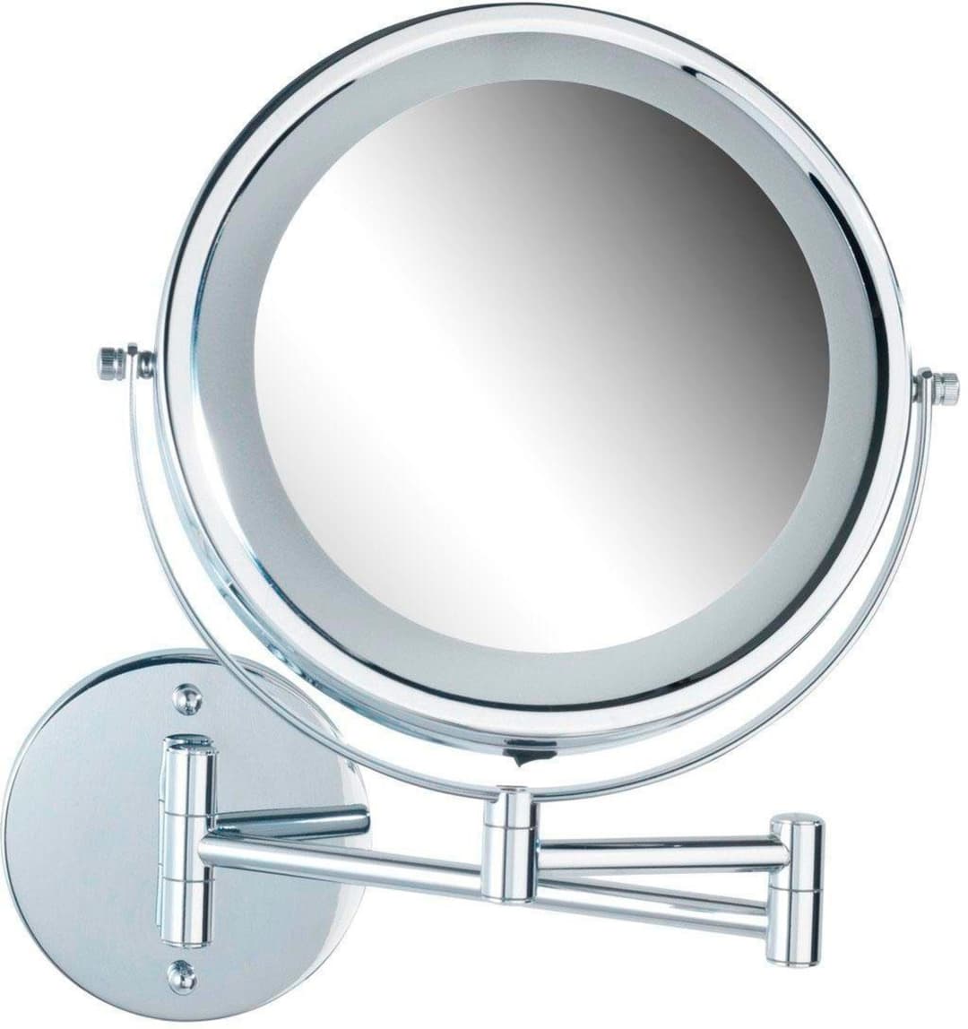 WENKO Wandspiegel Power-Loc LED Modell Lumi | Silber