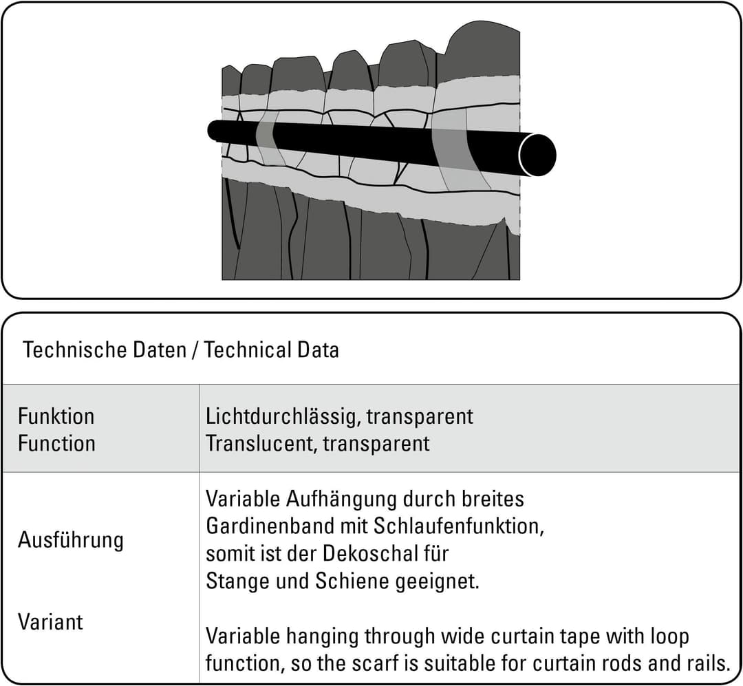 GARDINIA Gardine Schal mit Gardinenband Voile Uni | Weiß