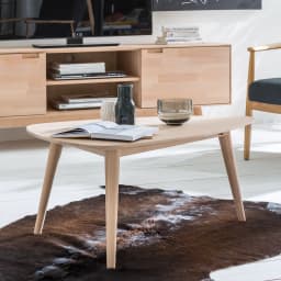 Massiver Couchtisch 90 x 60cm Beige/Buche Weißöl | Holztöne