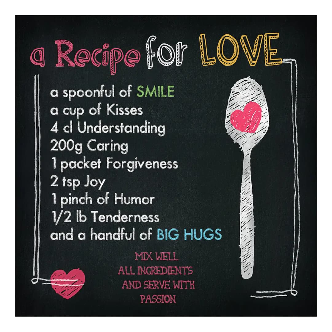 Floatglasbild A Recipe For Love | Mehrfarbig