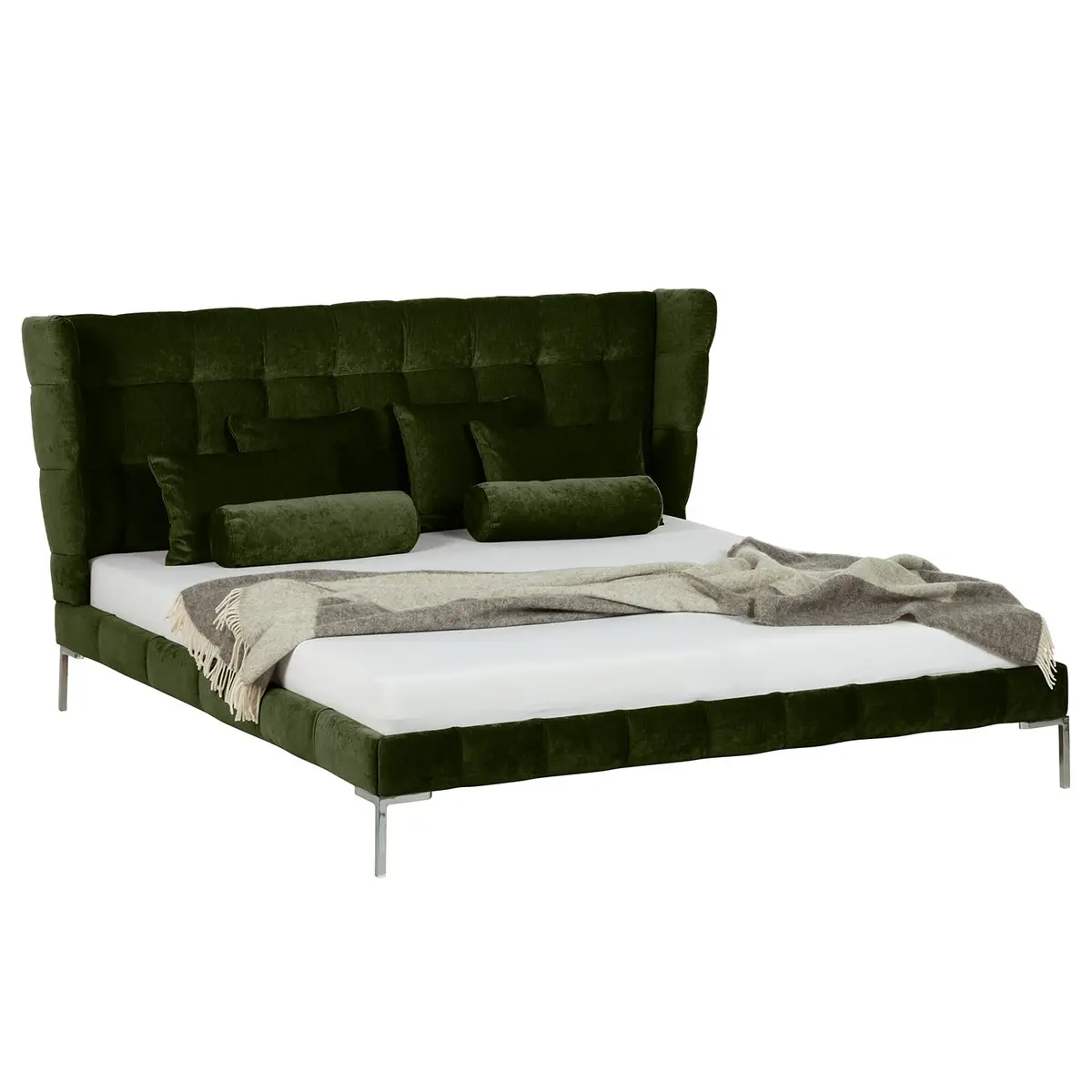 Polsterbett Neo Samt 160 x 200cm Webstoff Grün/Antikgrün | Grün