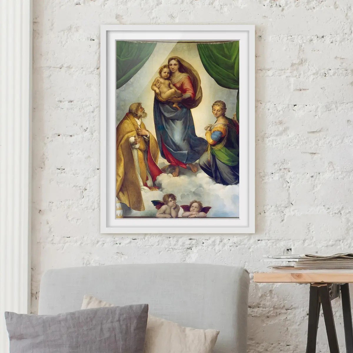 Die Sixtinische Madonna II Wandbild | Mehrfarbig