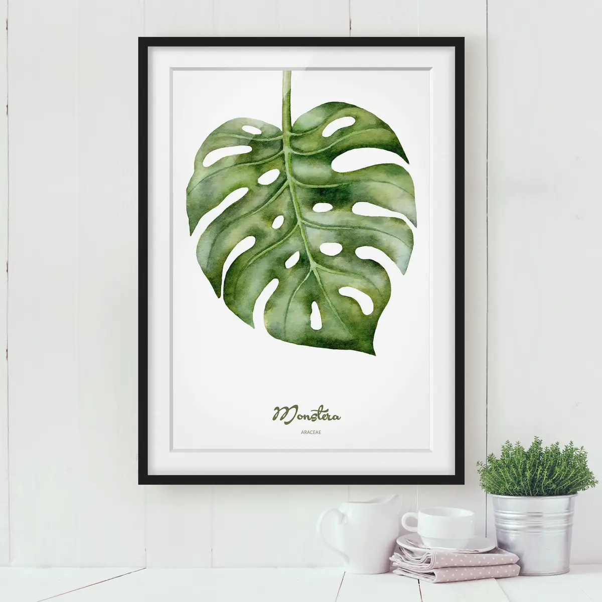 Bild Aquarell Botanik Monstera I | Grün