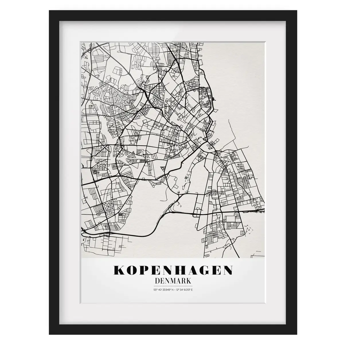 Bild Stadtplan Kopenhagen I | Schwarz