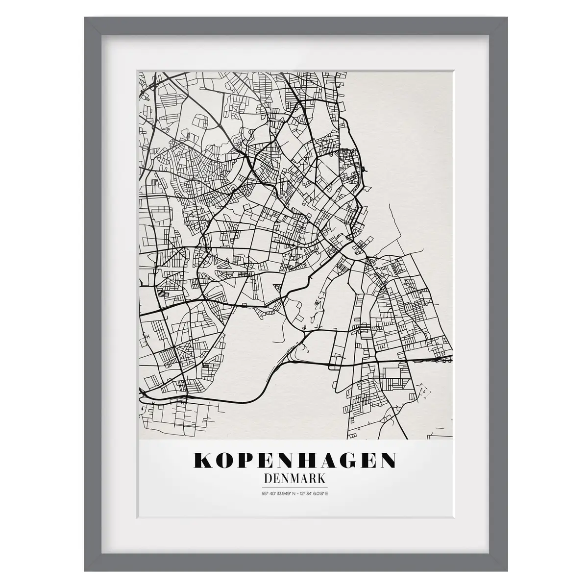 Bild Stadtplan Kopenhagen III | Schwarz