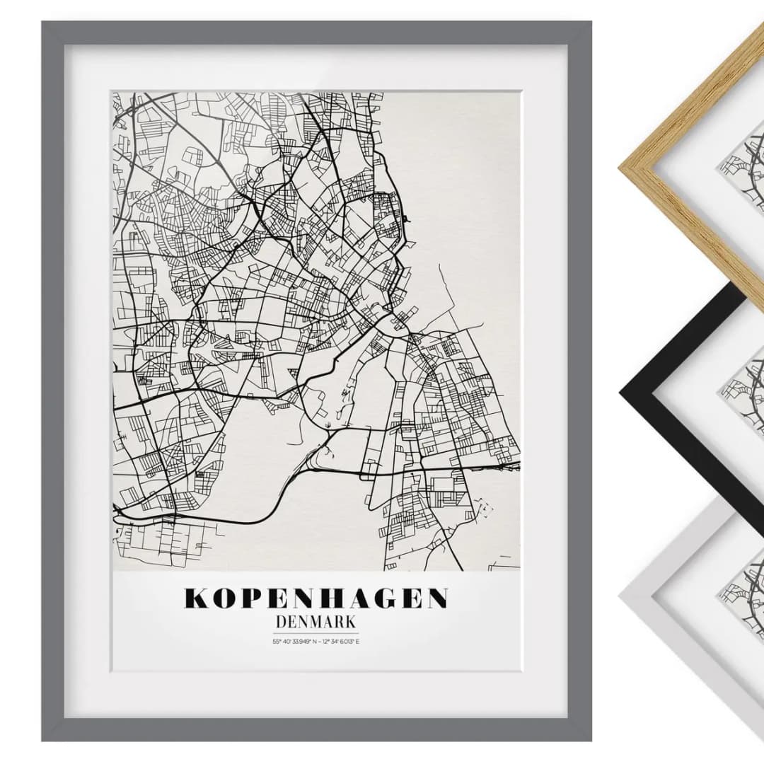 Bild Stadtplan Kopenhagen III | Schwarz