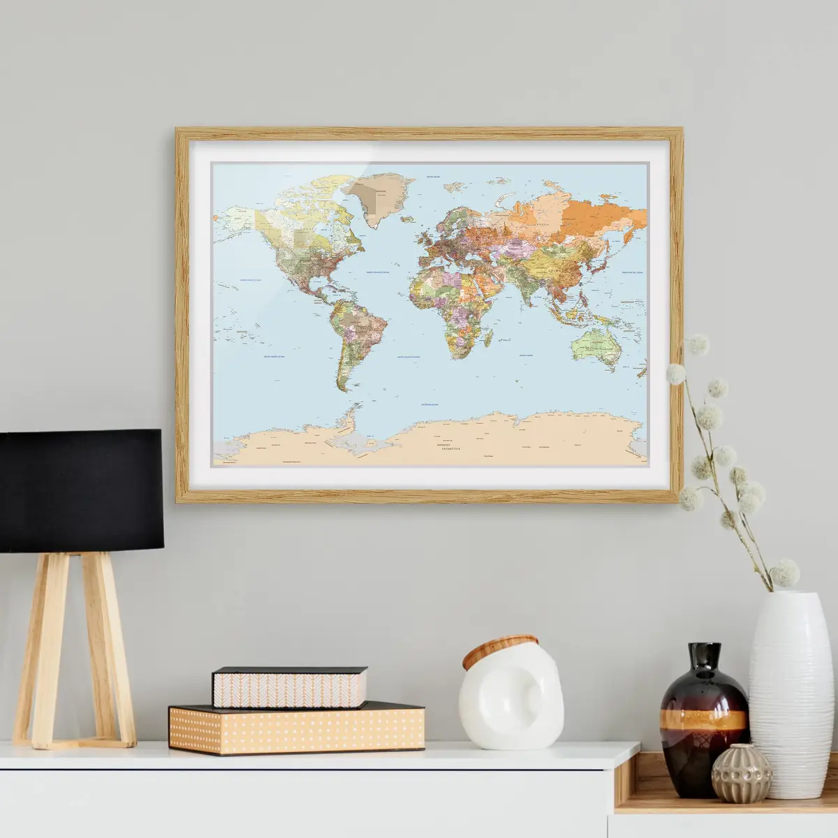 Politische Weltkarte IV Wandbild | Mehrfarbig