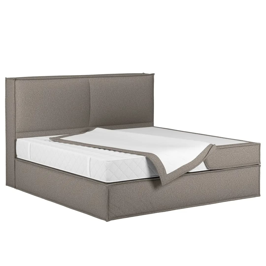 Premium Boxspringbett mit Kopfteil | Grau