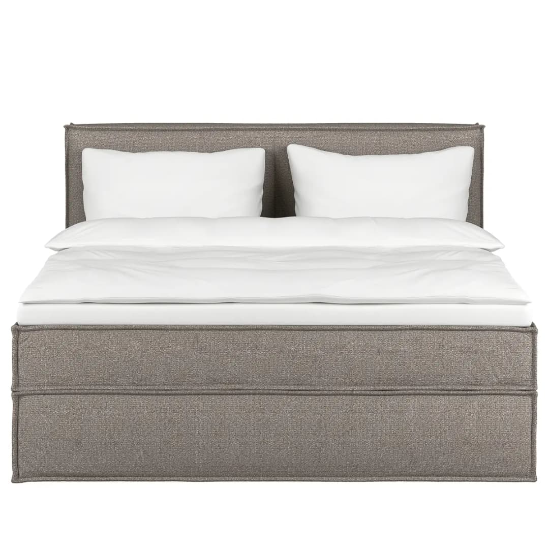 Premium Boxspringbett mit Kopfteil | Grau