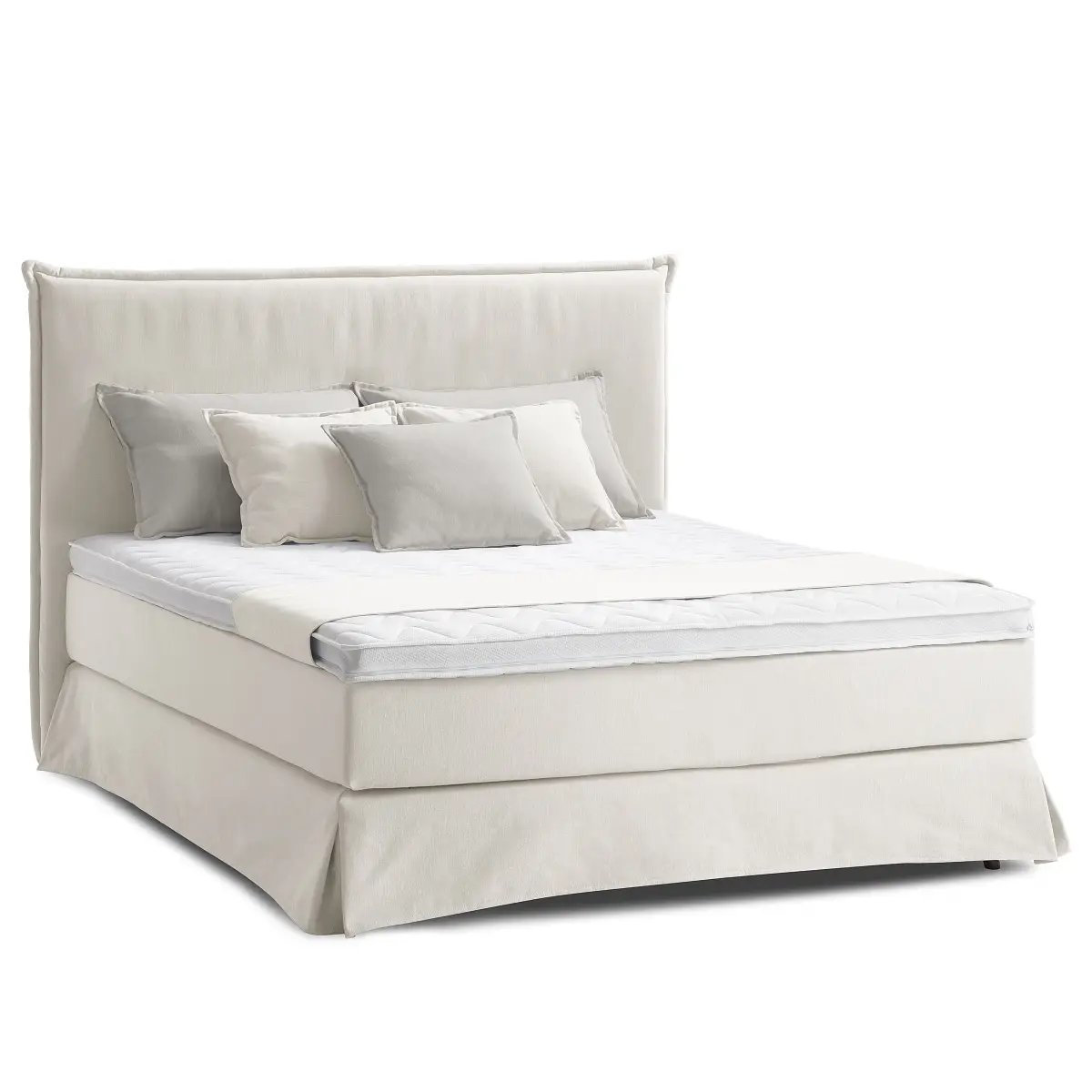 Boxspringbett mit Husse 160 x 200cm Webstoff Meara Grau/Platin