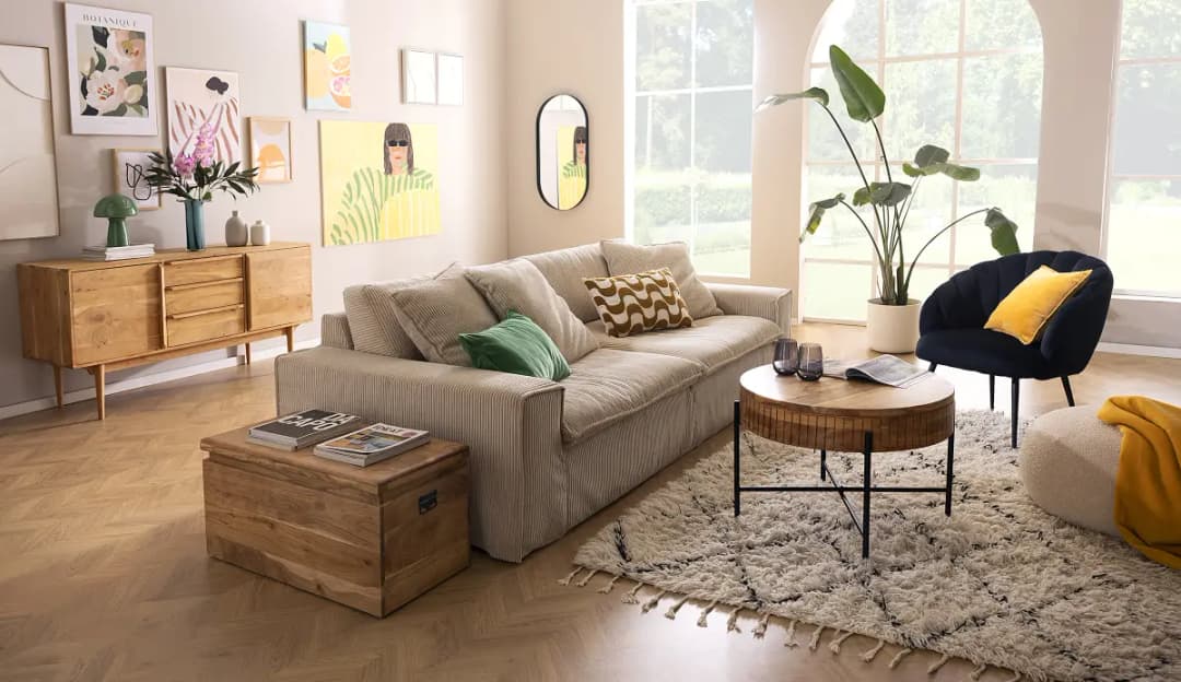 3-Sitzer Sofa Beige/Beige Cordstoff Zuri | Beige