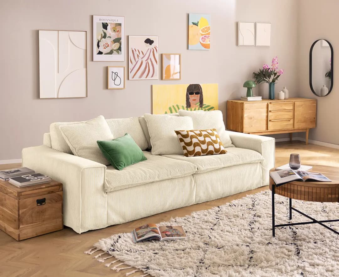 3-Sitzer Sofa Beige/Beige Cordstoff Zuri | Beige