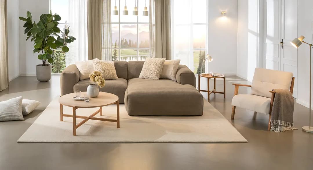 Beistelltisch RECODITO Ø 50cm Braun/Beige/Eiche | Holztöne
