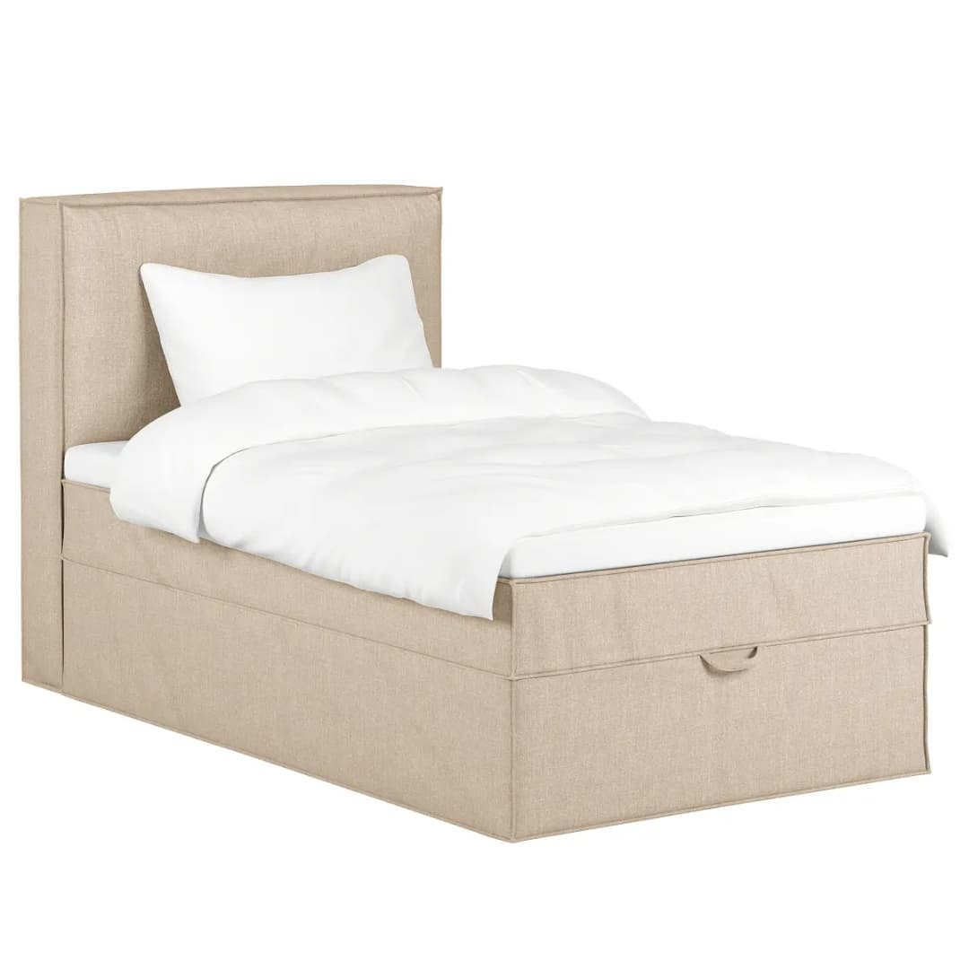 Boxspringeinzelbett 120 x 200cm Flachgewebe Beige H2 mit