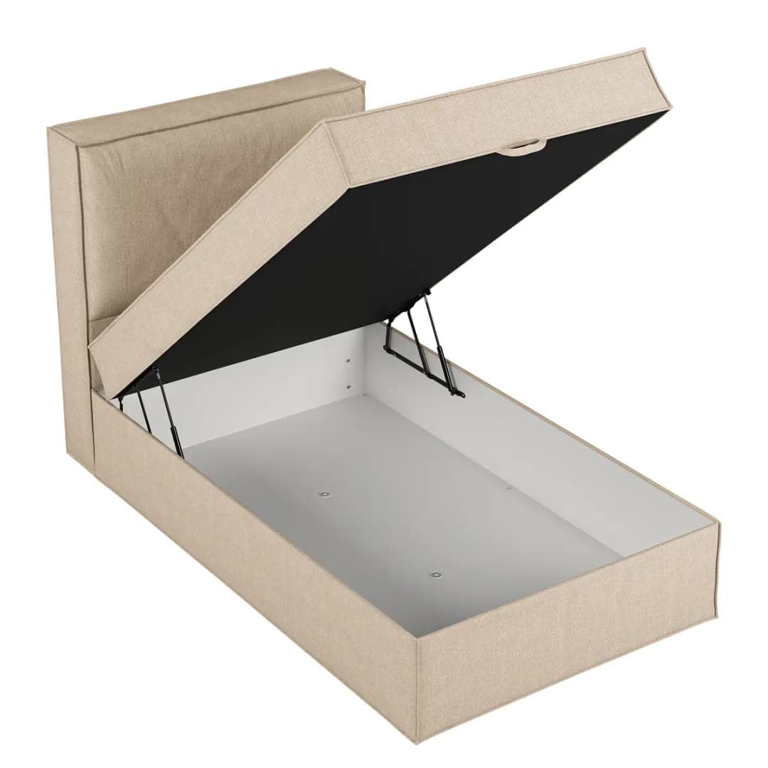Boxspringeinzelbett 120 x 200cm Flachgewebe Beige H2 mit