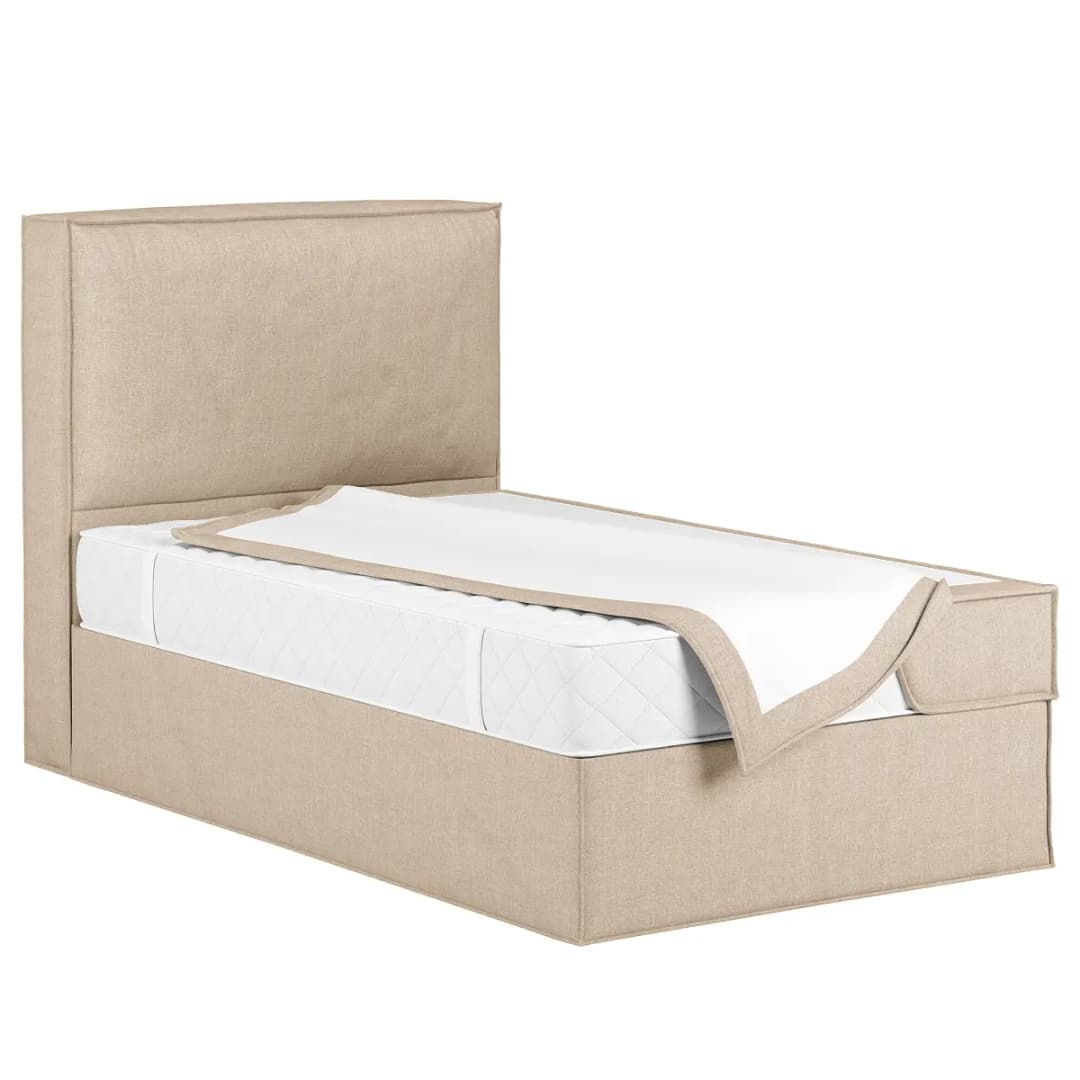 Boxspringeinzelbett 120 x 200cm Flachgewebe Beige H2 mit