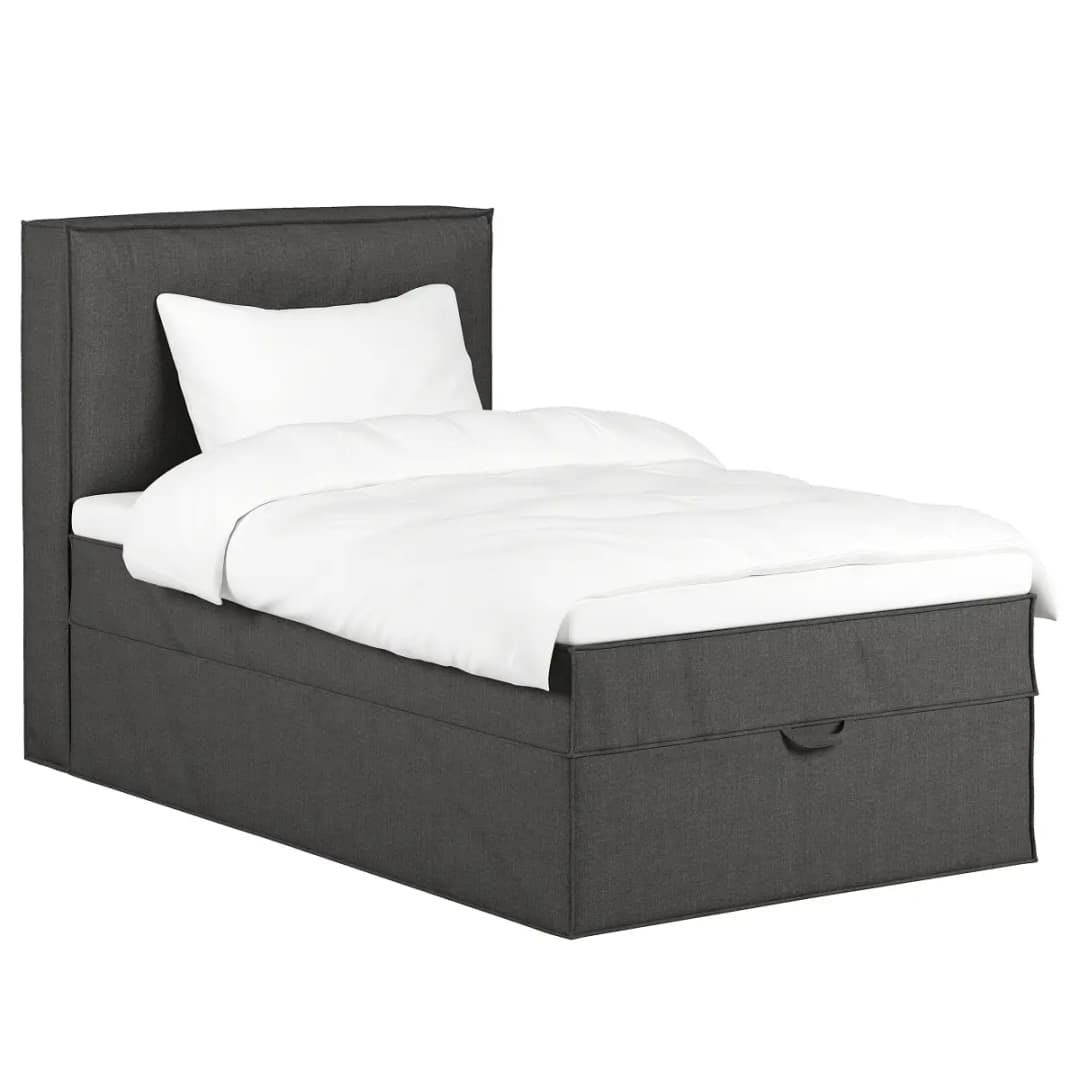Boxspringeinzelbett 120 x 200cm Flachgewebe Grau H3 mit | Grau