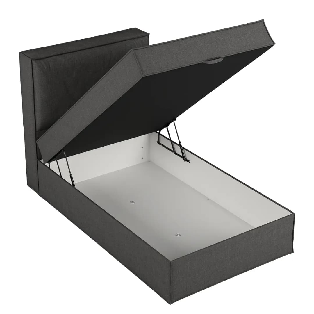 Boxspringeinzelbett 120 x 200cm Flachgewebe Grau H3 mit | Grau
