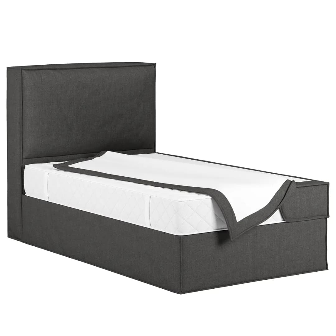 Boxspringeinzelbett 120 x 200cm Flachgewebe Grau H3 mit | Grau