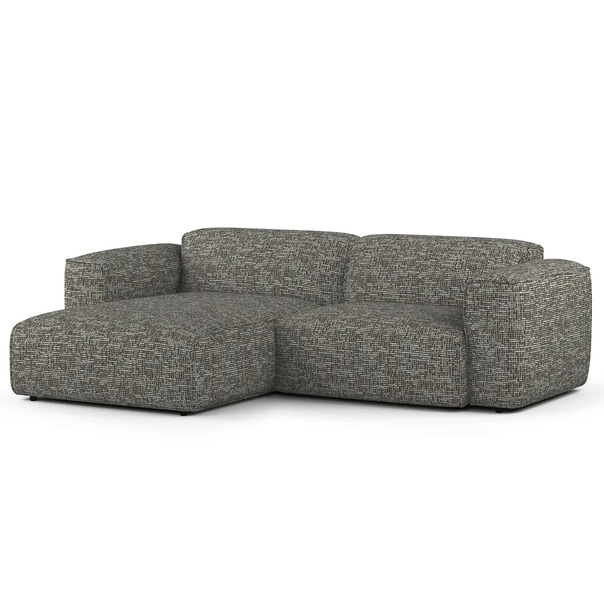 Ecksofa 1,5-Sitzer mit Longchair Grau/Grau Chenille Enne | Grau